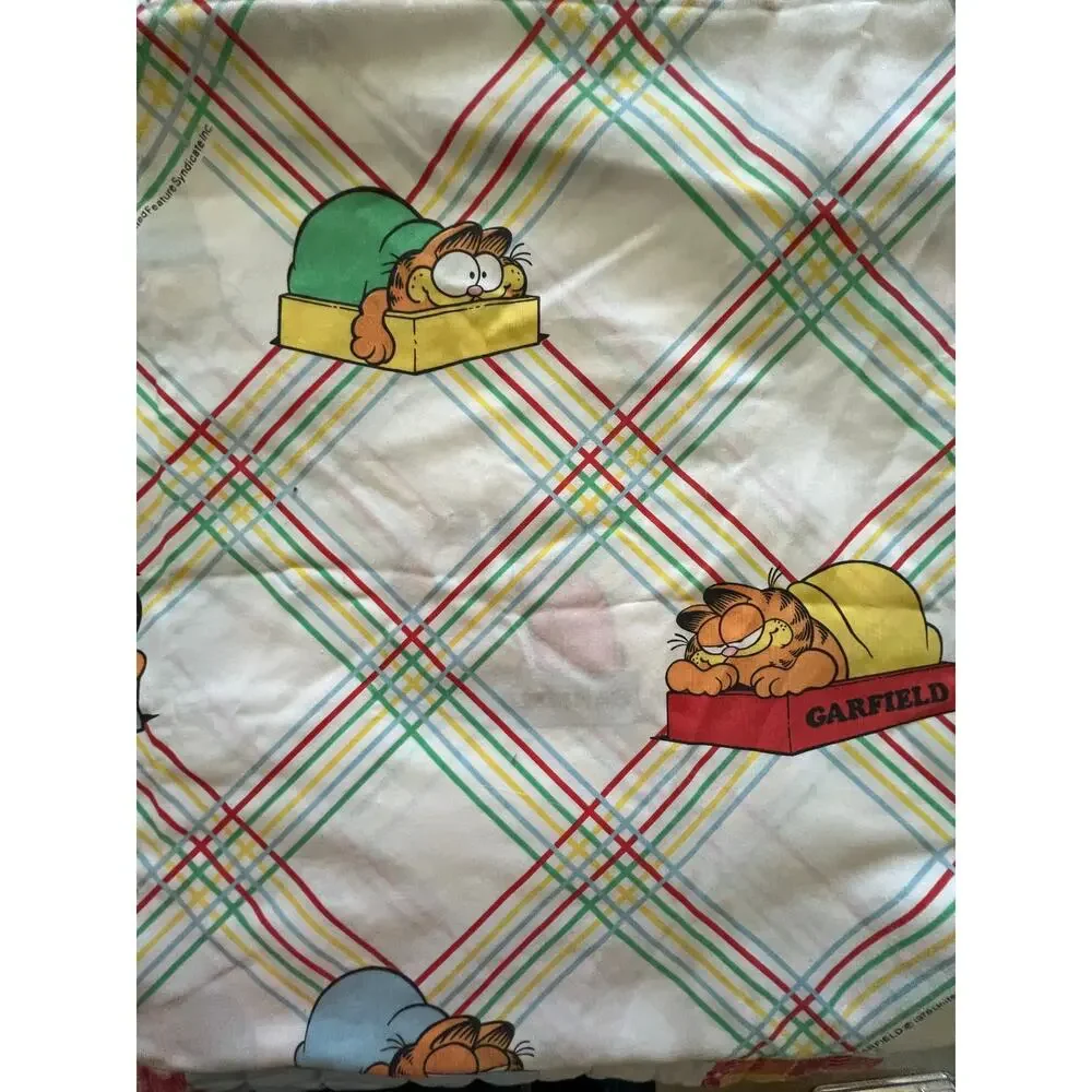 Vintage Garfield Full Sheet set,  flat sheet & fitted, Made USA,Marborough 80/20